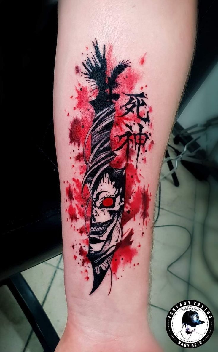Red Ink Ryuk Slash Design Tattoo Design