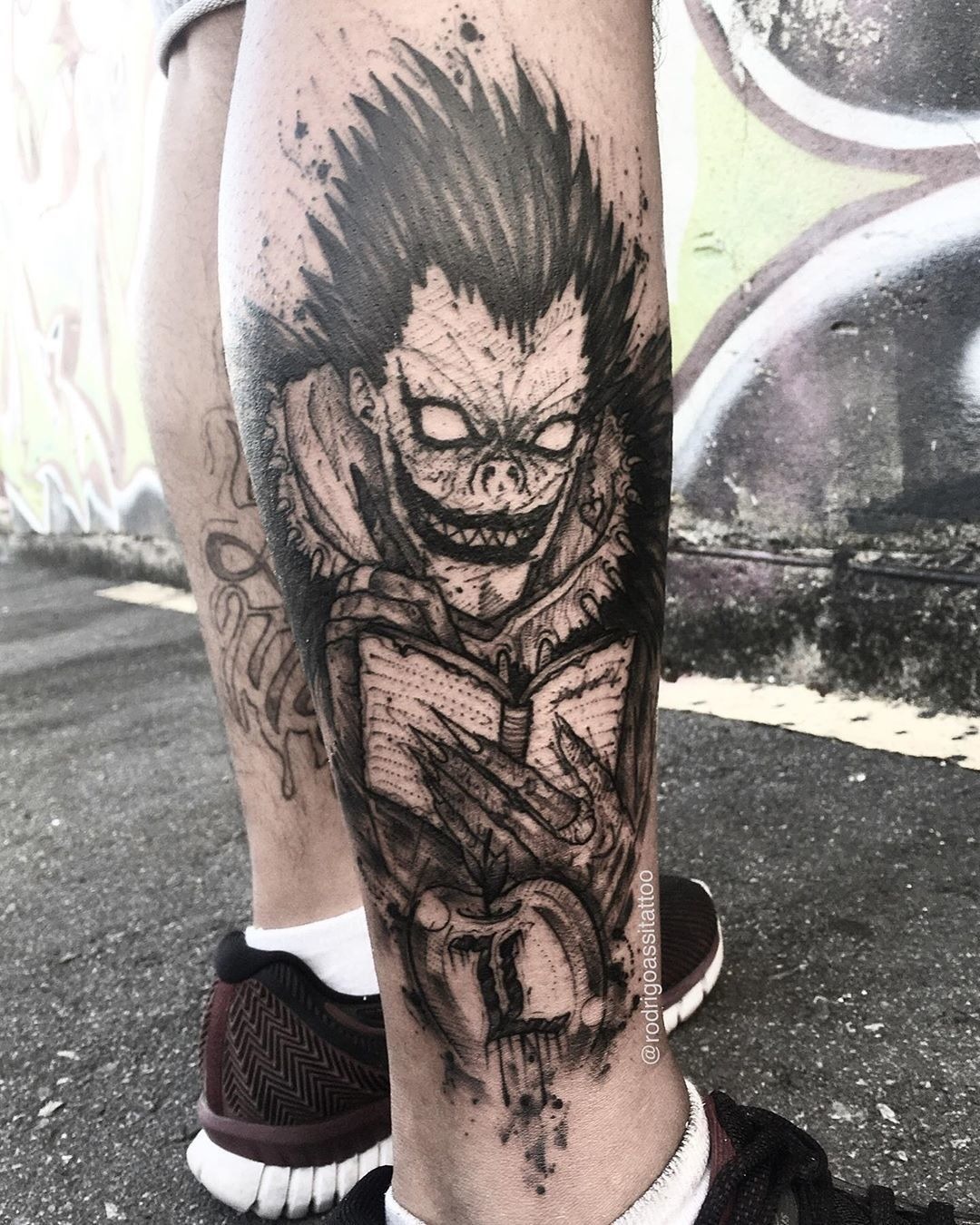 Sketch-Style Ryuk With Raw Energy Tattoo Design