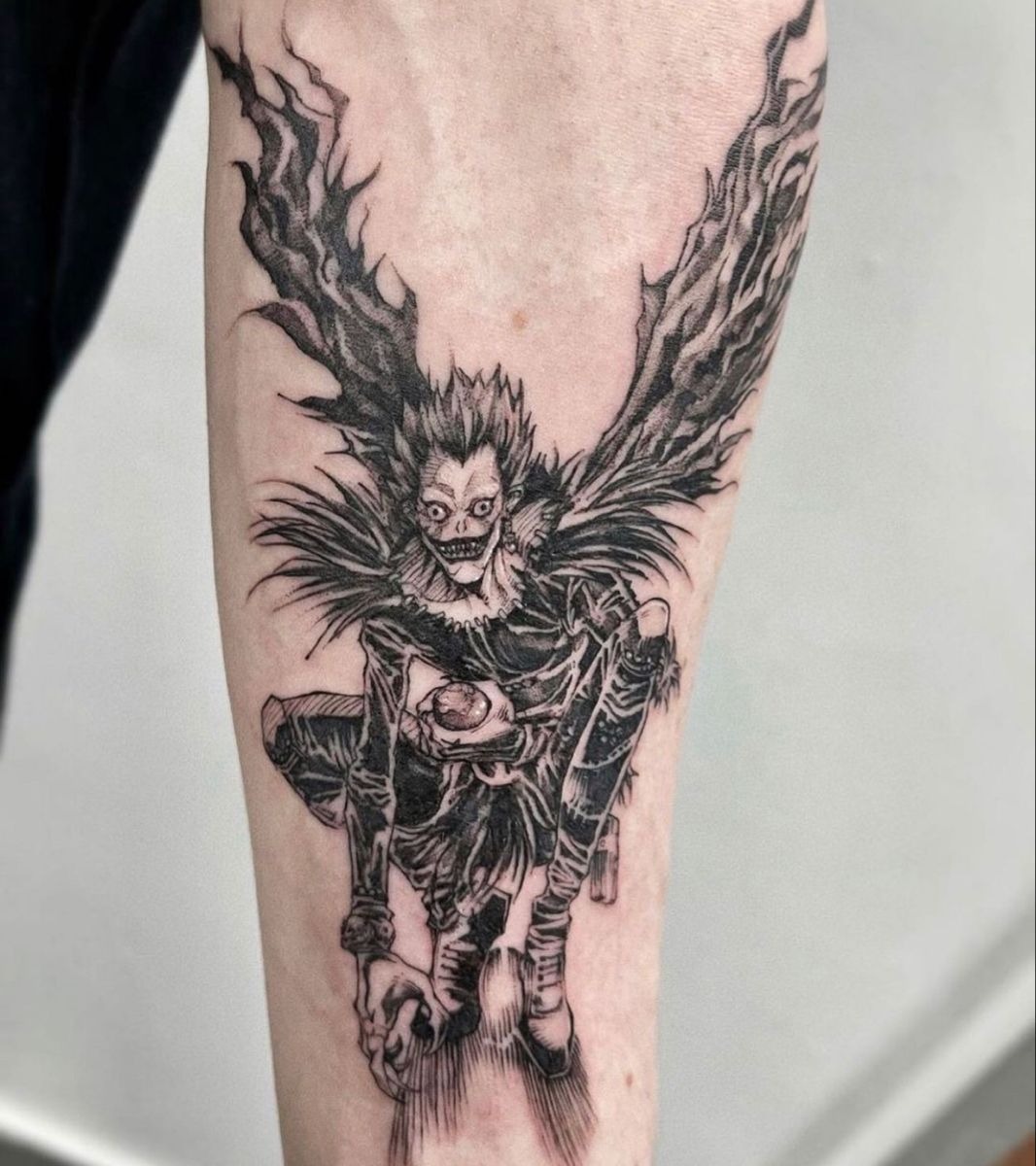 Winged Ryuk in Motion Tattoo Design