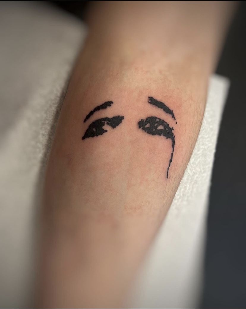 Minimalist Crying Eyes Inspired by White Pony Tattoo Design