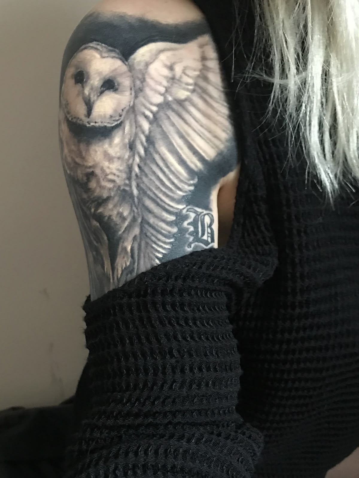 Realistic Owl Sleeve Tribute Tattoo Design