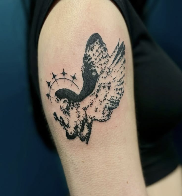 Textured Owl with Subtle Halo Detail Tattoo Design