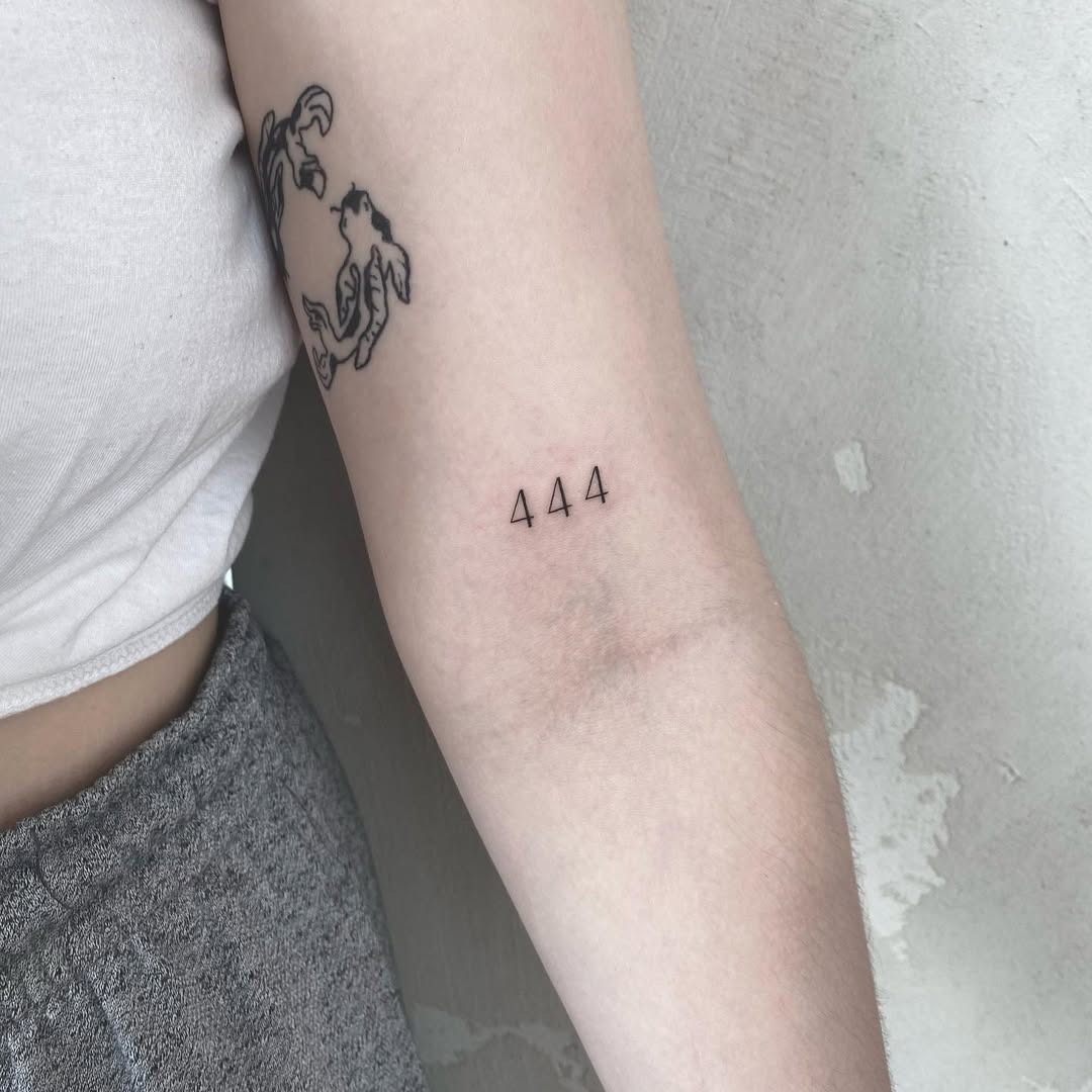 Minimalist 444 Tattoo Design on Inner Arm Tattoo Design