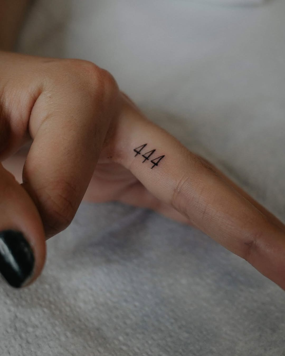 Minimalist 444 Tattoo on Finger Tattoo Design