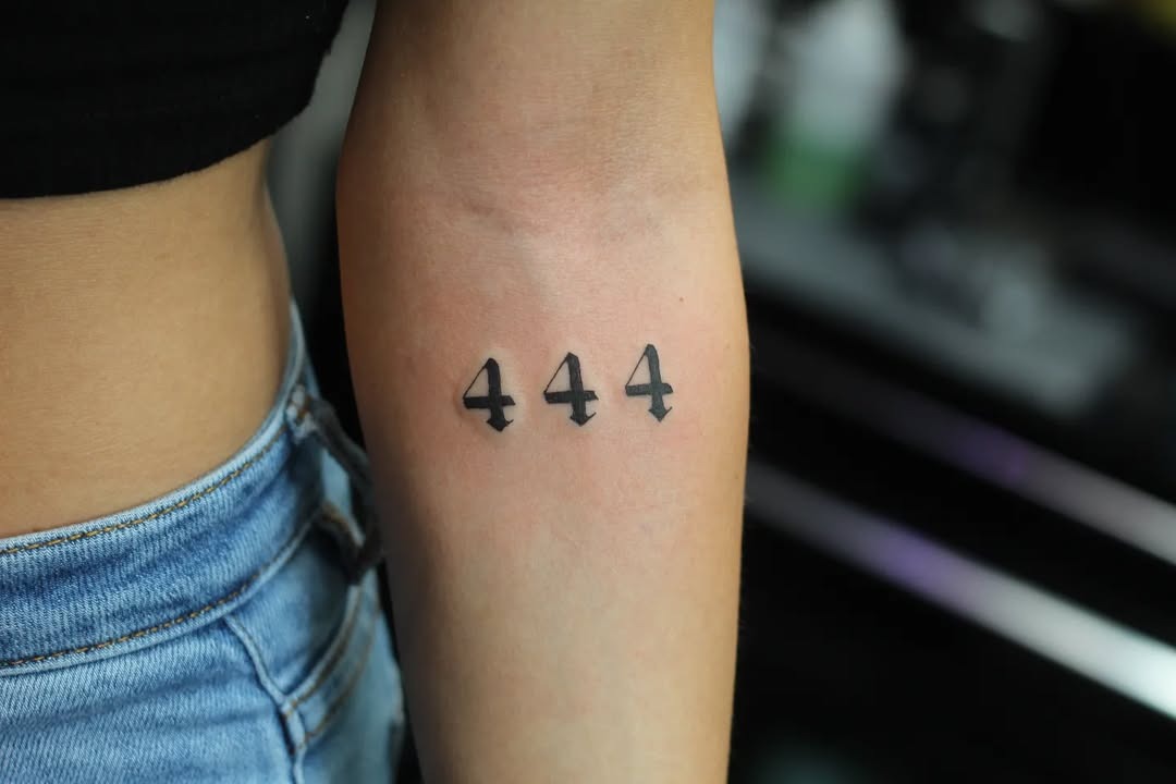 Minimalist 444 Tattoo on Forearm Tattoo Design