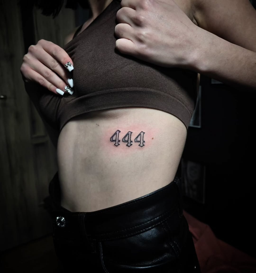 Minimalist 444 Tattoo with Elegant Font Tattoo Design