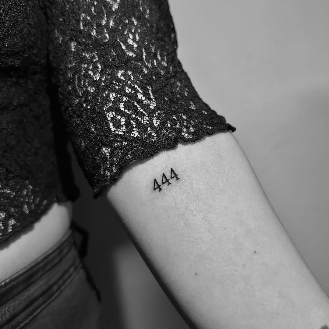 Minimalist 444 Tattoo with Elegant Lace Tattoo Design