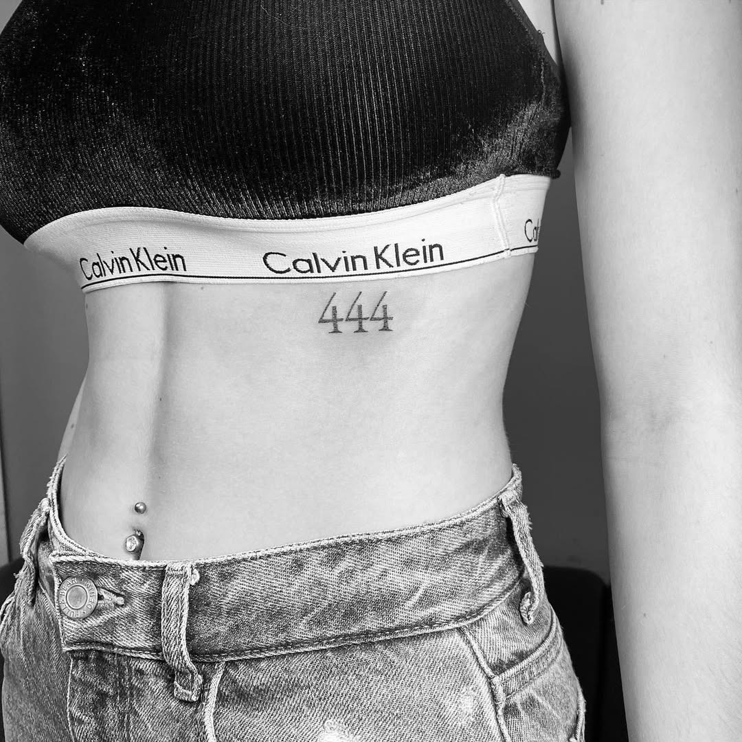 Stylish 444 tattoo in minimalistic black ink Tattoo Design