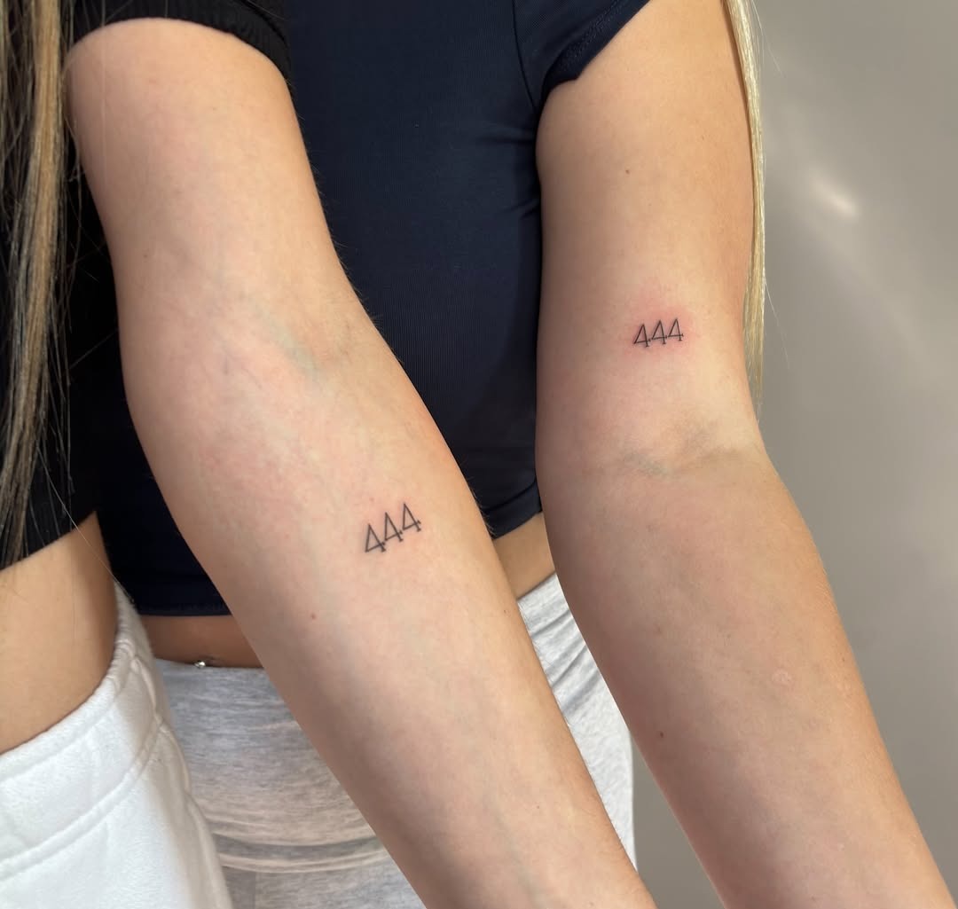 Symbolic 444 tattoos on arms of sisters Tattoo Design