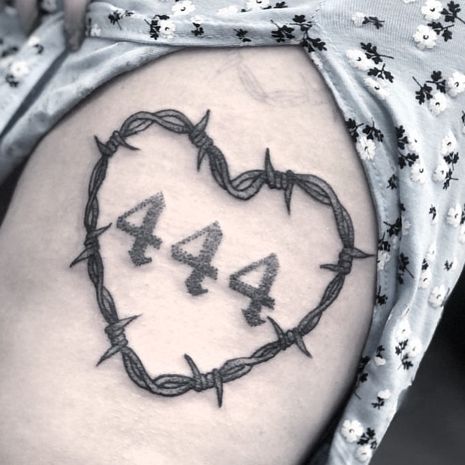 Unique heart-shaped 444 tattoo design Tattoo Design
