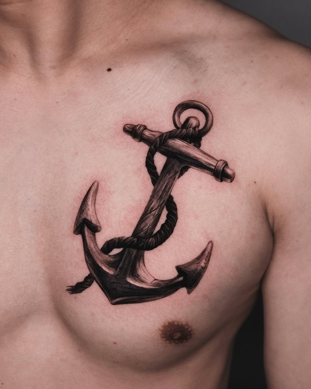 Realistic anchor tattoo on shoulder Tattoo Design