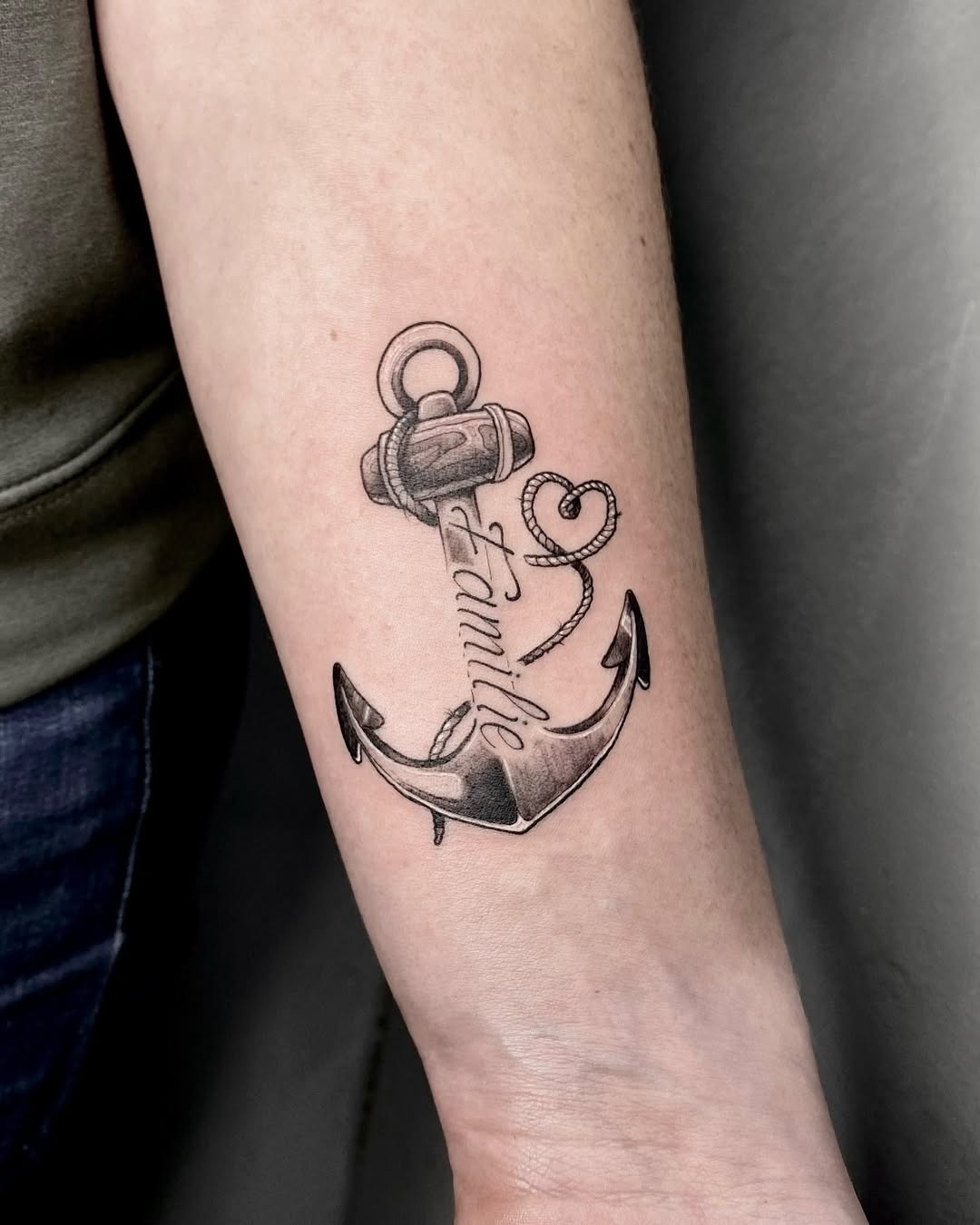 Stylish anchor tattoo emphasizing family connection Tattoo Design