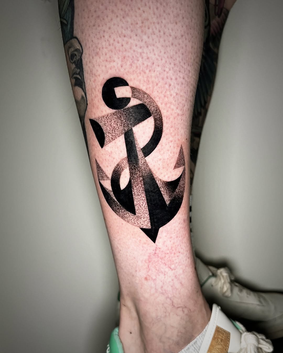 Stylish anchor tattoo in black and grey Tattoo Design