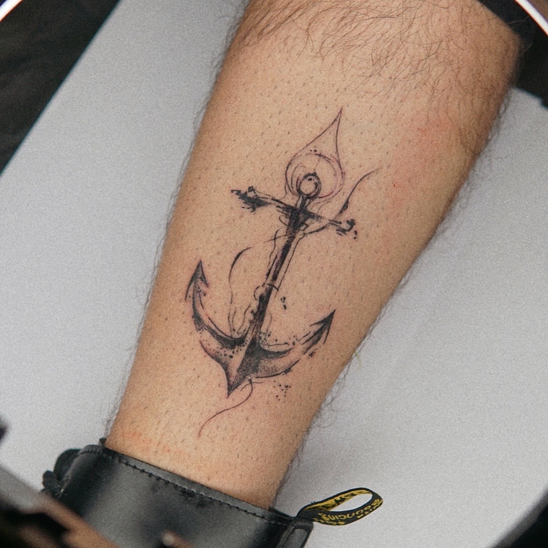 Stylish anchor tattoo with intricate details Tattoo Design