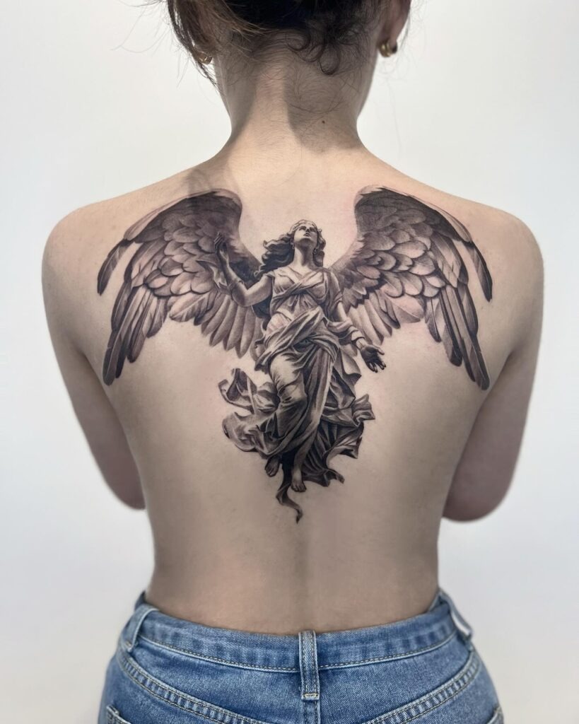 Celestial Guardian Angel Back Tattoo Tattoo Design