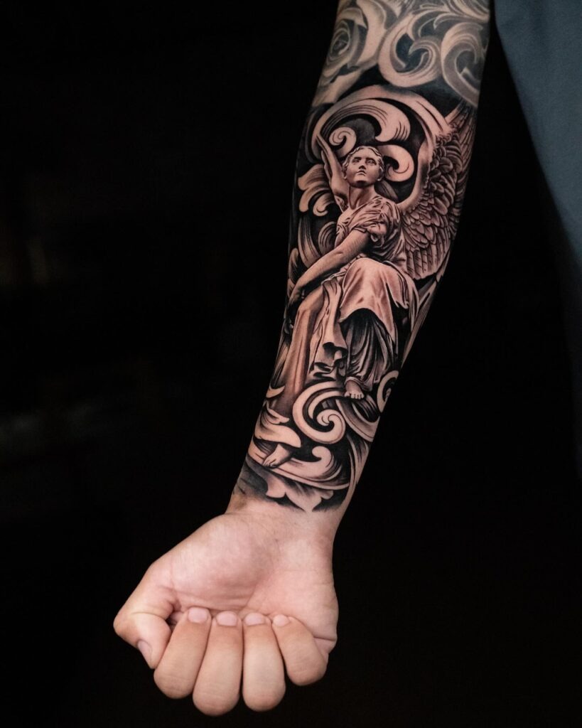 Celestial Guardian Angel Forearm Tattoo Tattoo Design