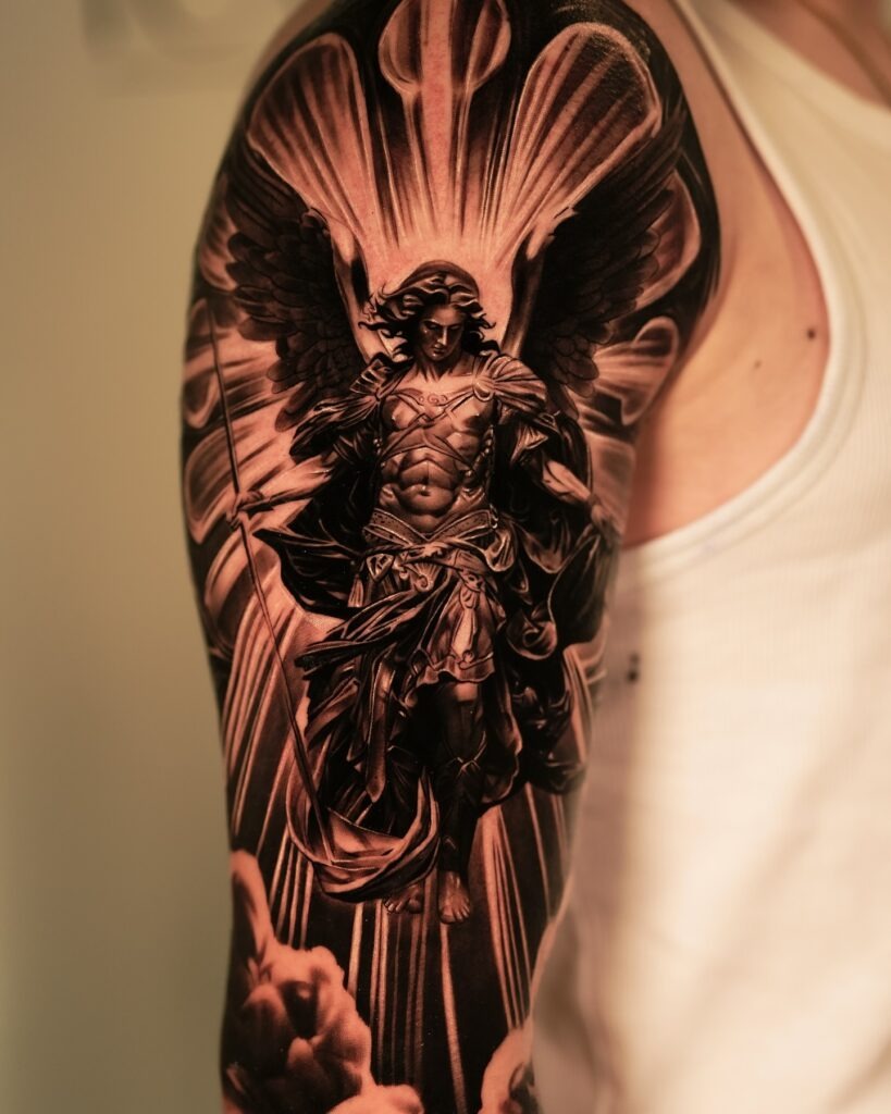 Divine Archangel Sleeve Tattoo Tattoo Design