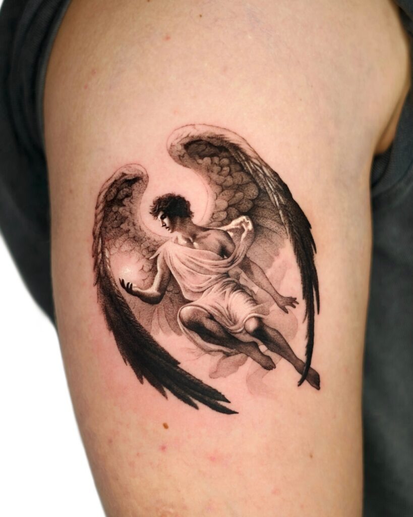 Fallen Angel in Descent Tattoo Tattoo Design