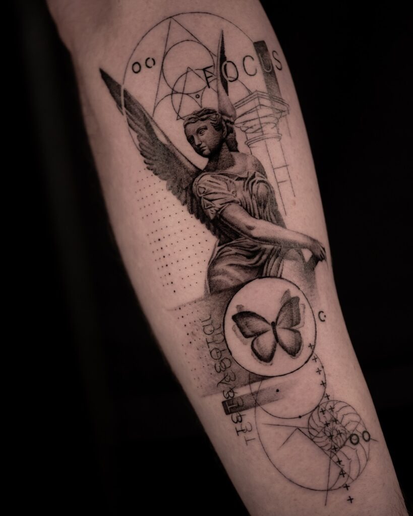 Geometric Angel Statue Tattoo Tattoo Design