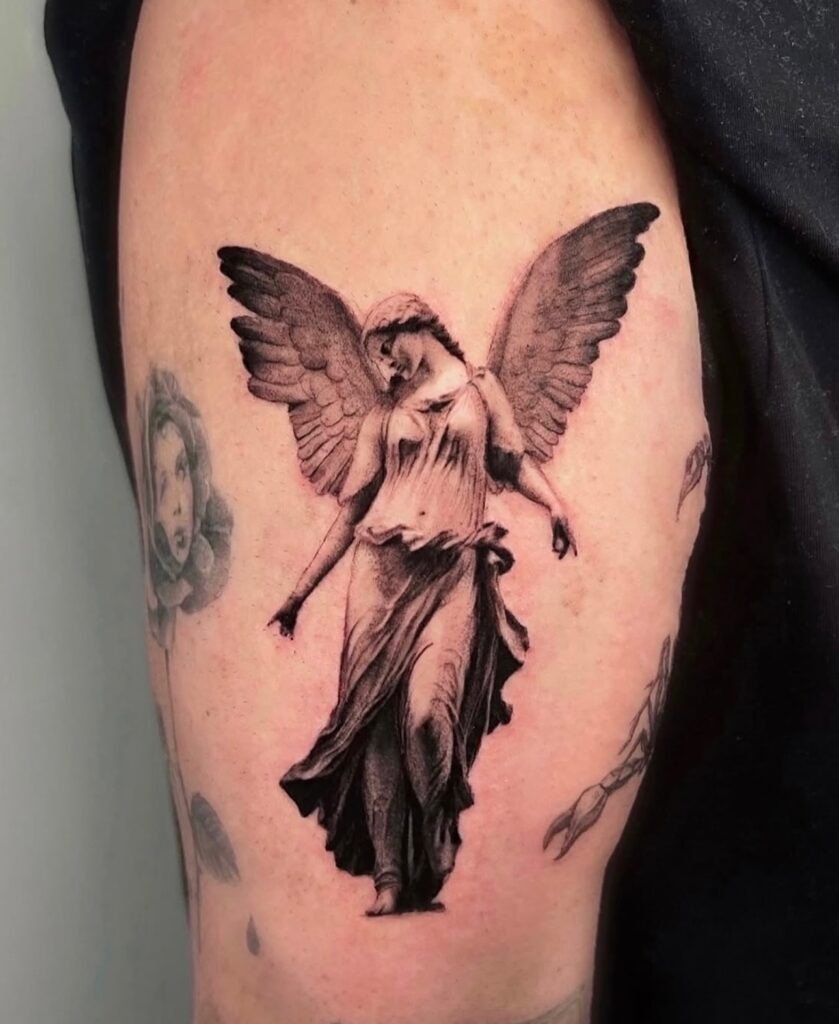 Graceful Angel Statue Tattoo Tattoo Design