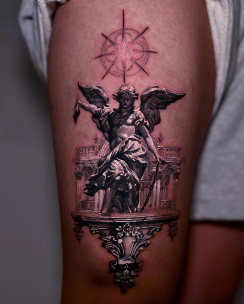 Guardian Angel Statue Tattoo Tattoo Design