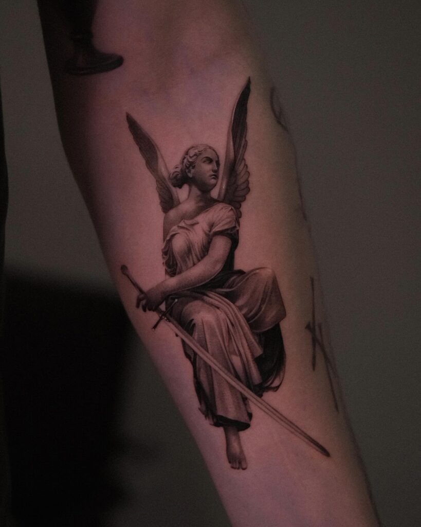 Guardian Angel with Sword Tattoo Tattoo Design