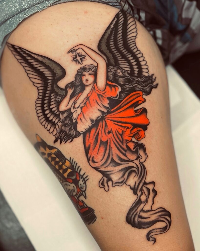 Neo-Traditional Angel Tattoo Tattoo Design