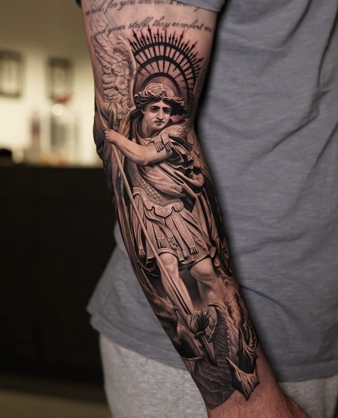 St. Michael Defeating Evil Tattoo Tattoo Design