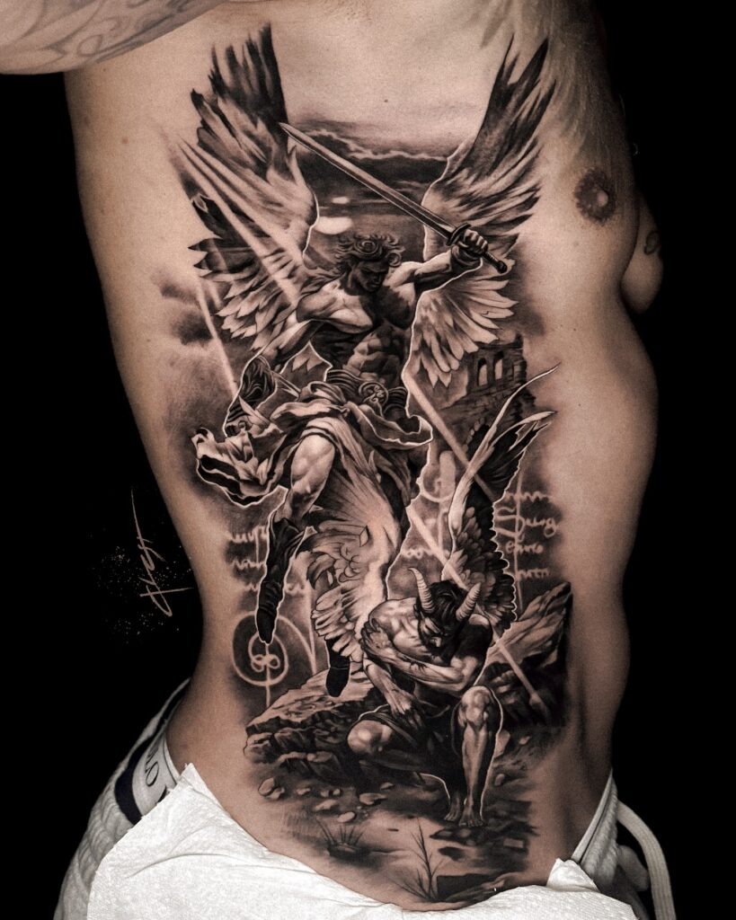 St. Michael Defeating the Devil Tattoo Tattoo Design