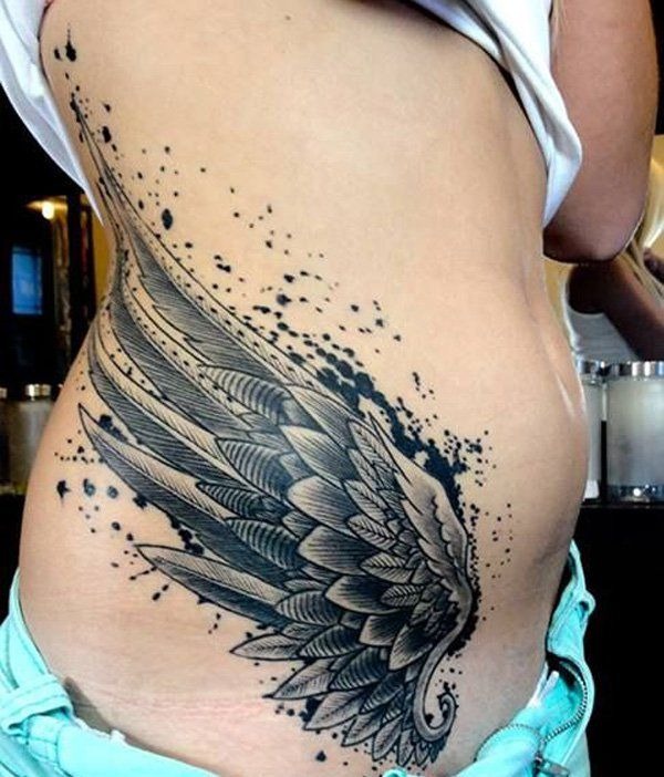 Side Body Angelic Wing Tattoo Tattoo Design