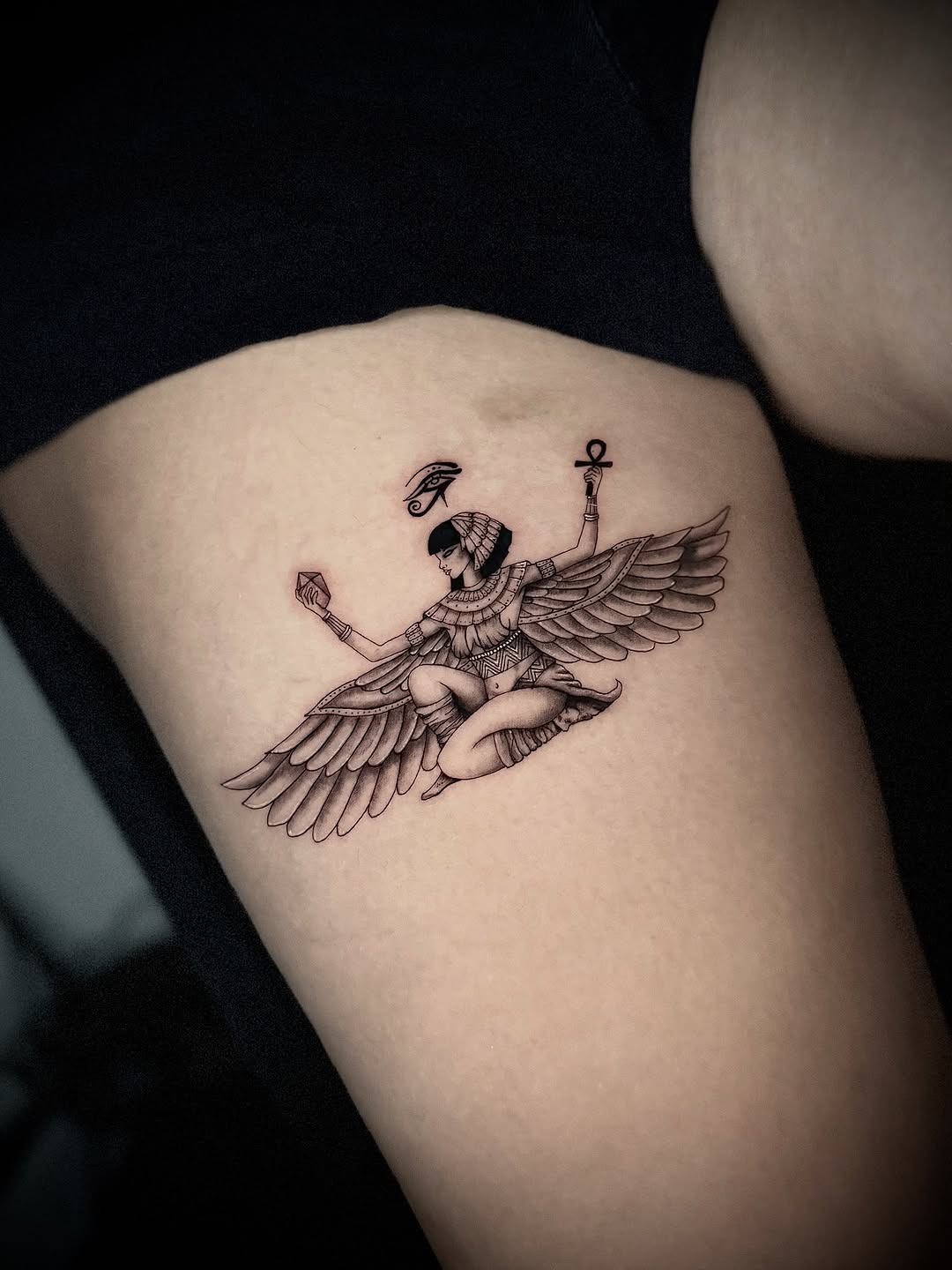 Elegant winged ankh tattoo symbolizes life Tattoo Design