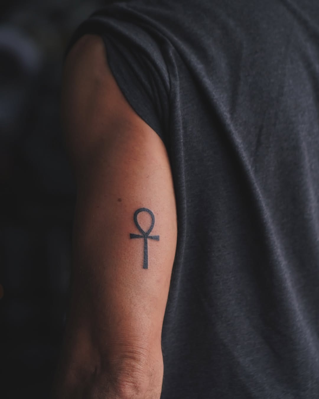 Minimalist Ankh Tattoo on Ankle Tattoo Design