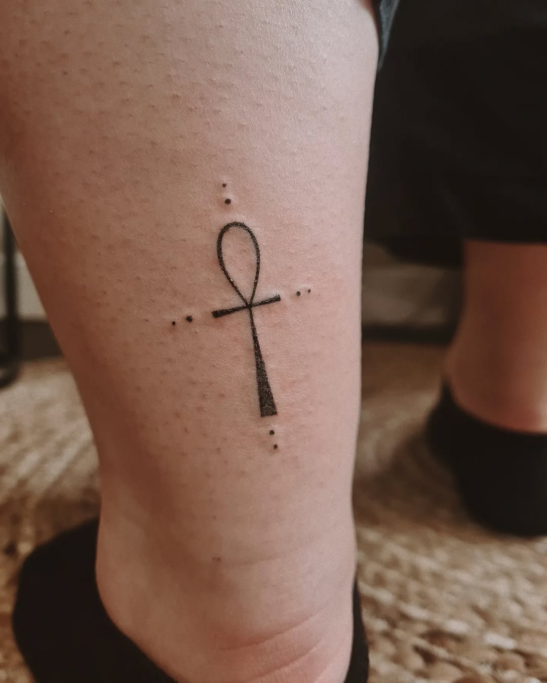 Minimalist ankh tattoo with a modern twist Tattoo Design