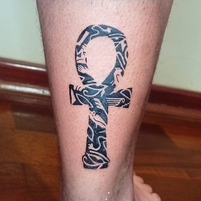 Unique Ankh Tattoo Showcasing Tribal Designs Tattoo Design