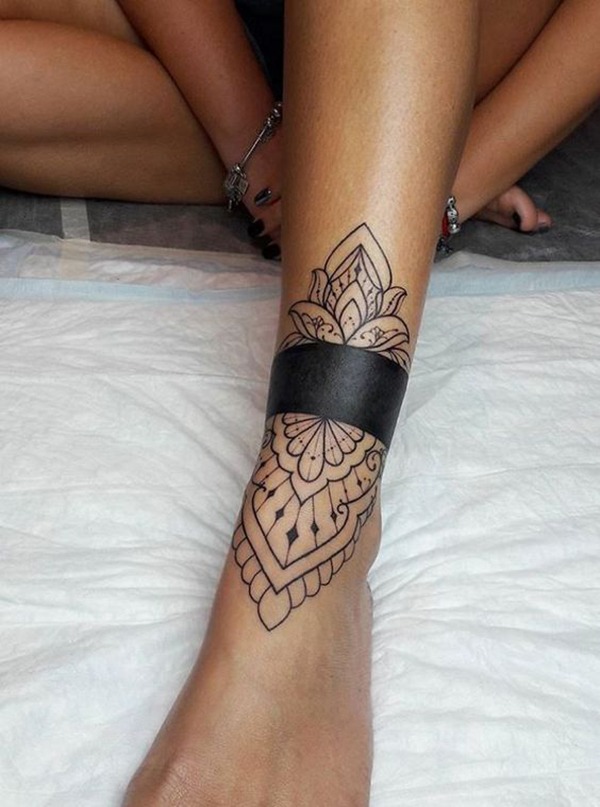 Black Band with Patterns Above and Below Tattoo Design