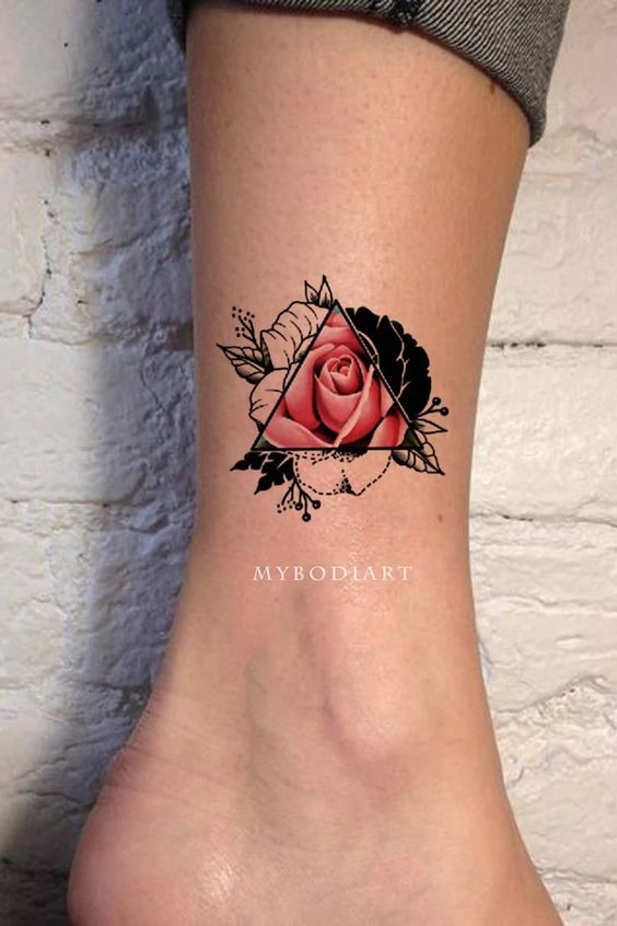 Rose Tattoo in Multiple Styles Ankle Tattoo Tattoo Design