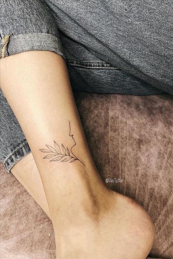 Single Line and Branch Ankle Tattoo Tattoo Design