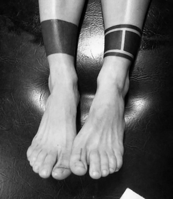 Solid and Broken Up Black Bands ankle tattoo Tattoo Design