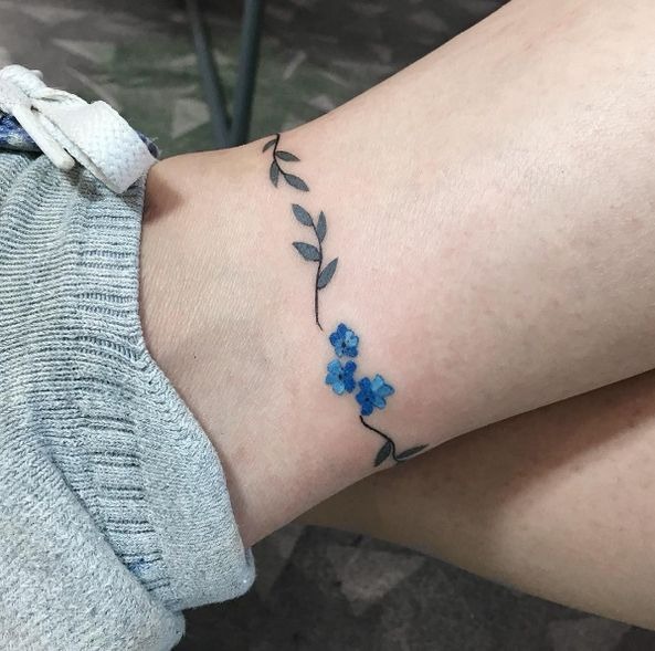 Thin Chain Made of Leaves and FlowersSmall Tattoo Tattoo Design