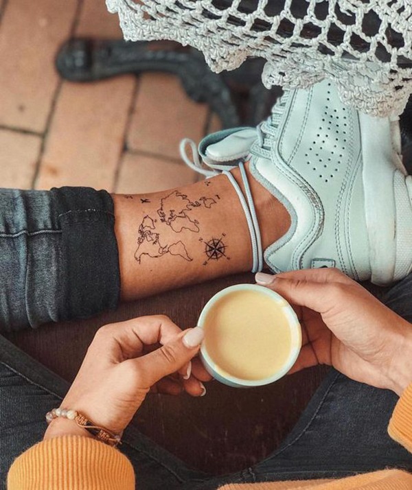 Tiny Map of the World Tattoo Design
