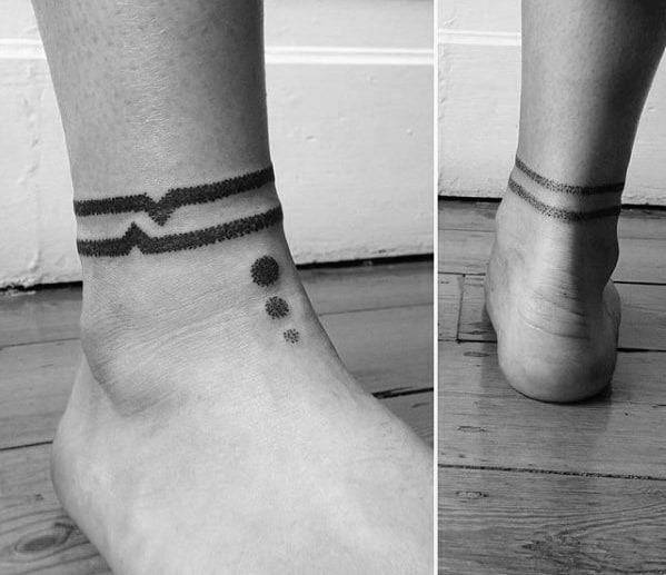 Two Indented Lines and Dots Ankle Tattoo Tattoo Design