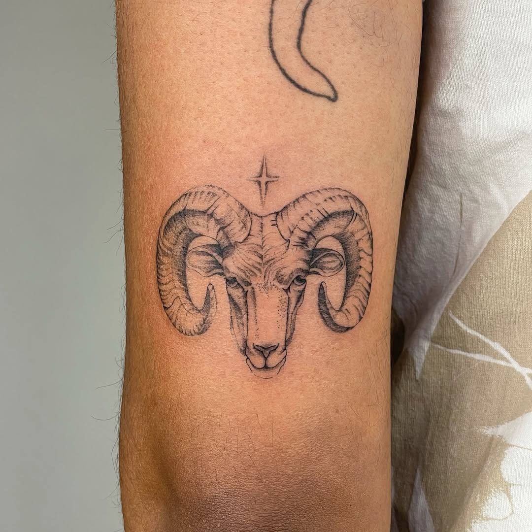 Bold Aries Ram Head Tattoo Design Tattoo Design