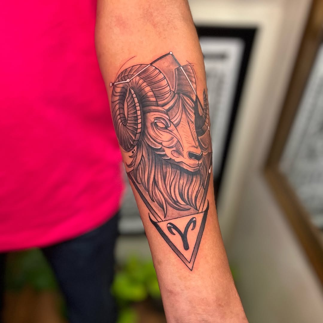Bold Aries Ram Head Tattoo Design Tattoo Design