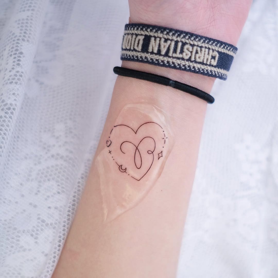 Elegant heart design tattoo for Aries Tattoo Design