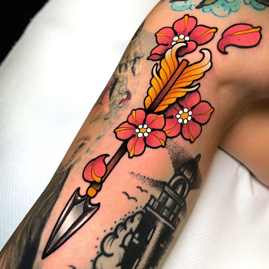 Fine Line Heartbeat Arrow Tattoo Tattoo Design