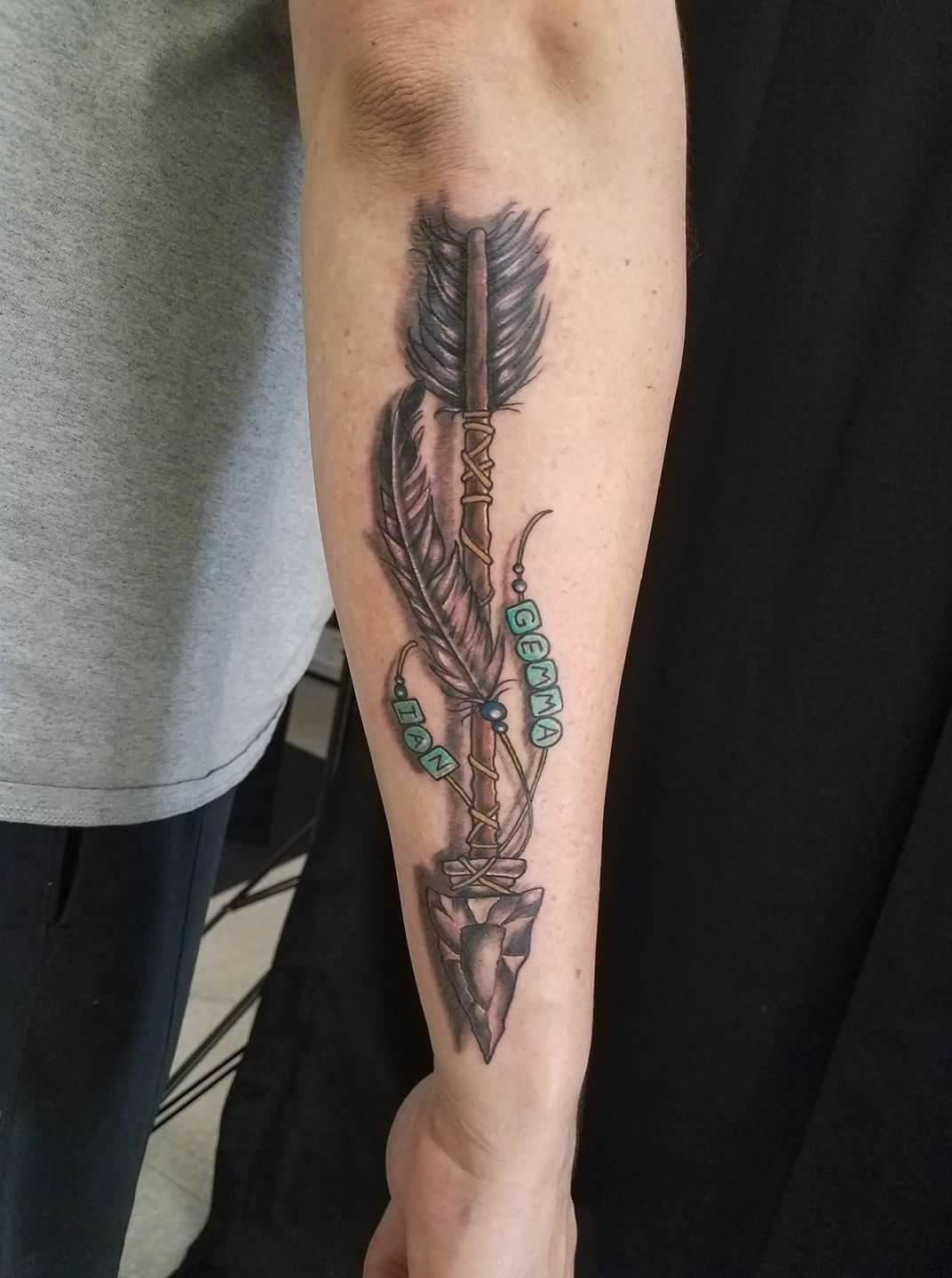 Personalized Feather Arrow Tattoo Tattoo Design