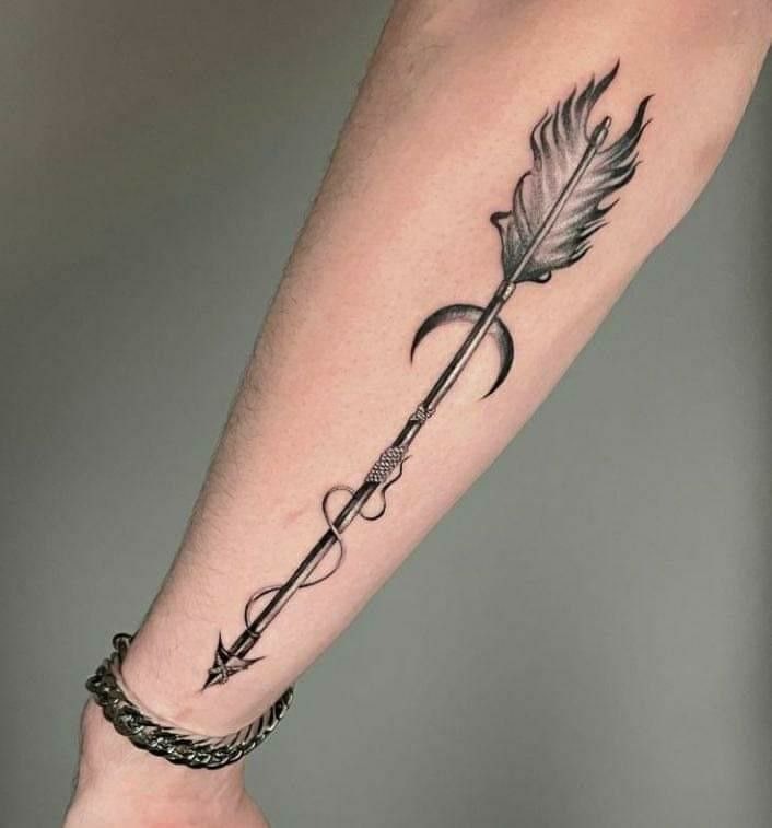 Traditional Floral Arrow Tattoo Tattoo Design