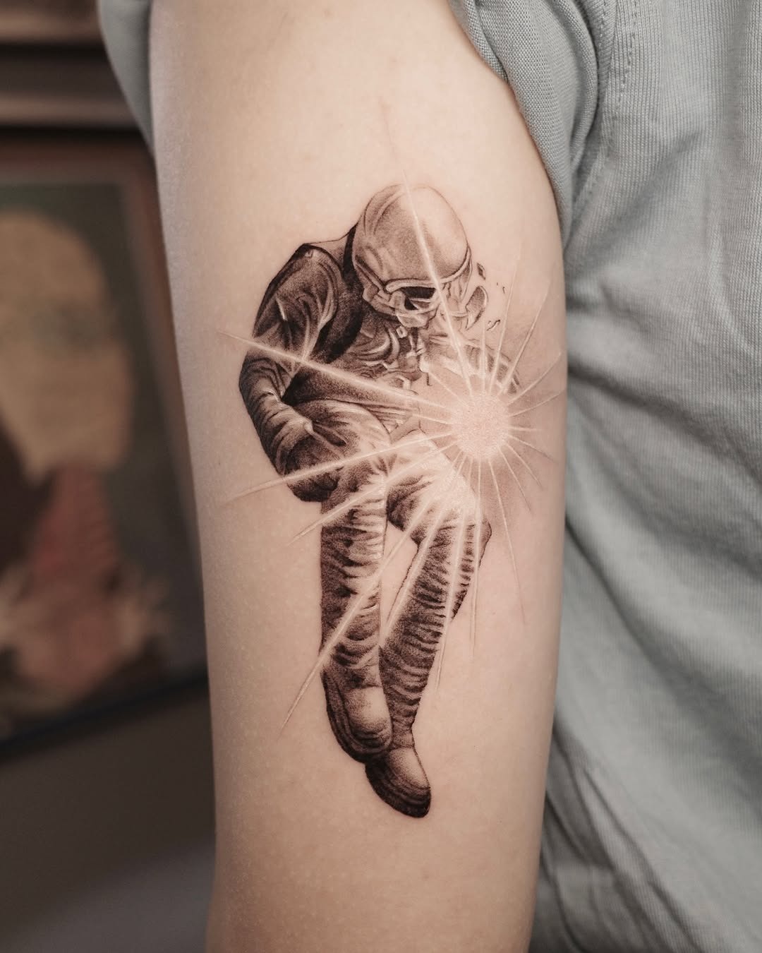 Epic astronaut tattoo capturing space exploration energy Tattoo Design