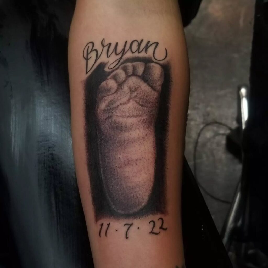 Baby Footprint with Name Tattoo Tattoo Design