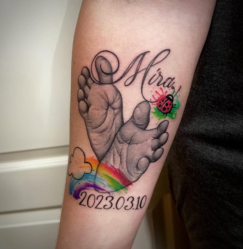 Baby Footprints with Heart and Star Tattoo Tattoo Design